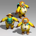 Three Shading Two Small Raccoon Little Panda Badger Bear Clown suit Miracle Wind Legend Wind Hand-painted Sub-era Monster 3d model