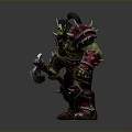 Muscular Green Skinned Man Warrior In Spiked Armor Holding Battle Axe