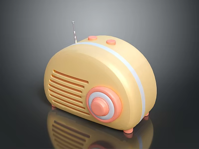 Vintage Yellow Computer With Rounded Design And Orange Buttons And Knob 3d model