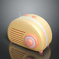 Vintage Yellow Computer With Rounded Design And Orange Buttons And Knob