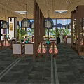 Elegant Restaurant Interior Design With Wooden Decor Pendant Lights And Dining Tables