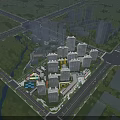 Birds Eye View Urban Planning With High Rise Buildings Green Spaces And River