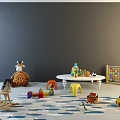Children's Dolls and Playroom Toys Featuring Giraffe Rocking Horse Building Blocks and Puzzle Board