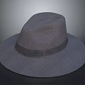 Gray Felt Wide Brim Hat With Black Stitched Band For Daily Wear
