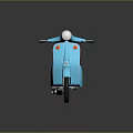 Light Blue Classic Scooter With Black Seat And Shiny Wheels On Dark Background