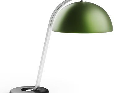 Modern Green Shade Desk Lamp With Silver Arm And Black Base Design 3d model
