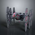 3D Model Of Futuristic Sci Fi Aircraft With Multi Wing Black Red Design