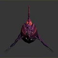 3D Render of Mythical Fantasy Fish with Pink Blue Scales Glowing Lantern and Sharp Teeth
