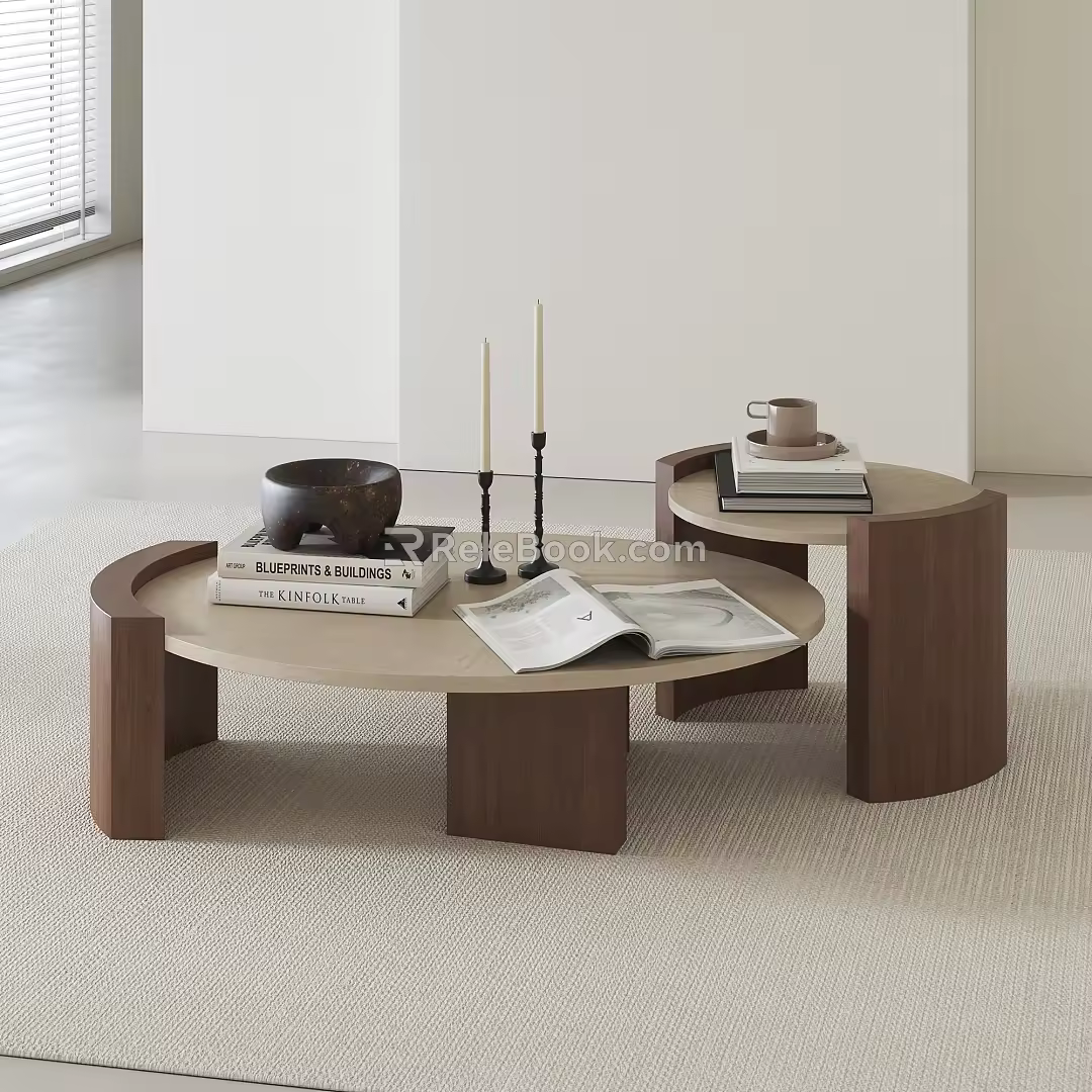 Middle Ancient Solid Wood Coffee Table 3d model