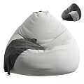 Gray Cozy Bean Bag Chair With Plaid Cloth And Soft Fabric Design