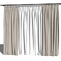 Beige Thick Curtains With White Sheer Panels And Curtain Rod For Home Decor