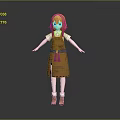 Game and Movie Character With Orange Hair Brown Apron White Top Arms Outstretched