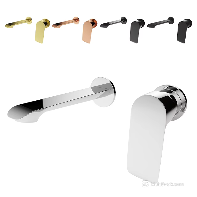 Modern Sleek Bathroom Faucet With Chrome Brushed Gold Matte Black And Brushed Nickel Finishes 3d model 