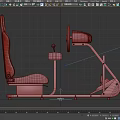 Racing Simulator Single Chair With Pink White Seat And Black Steering Wheel Pedals