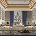 New Chinese Hall Resort Hotel Lobby Reception 3d model