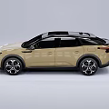 Golden Modern SUV With Sleek Exterior Black Silver Wheels And LED Headlights