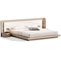 Double Bed With Wooden Headboard And Minimalist Design Featuring Pillows And Nightstand