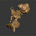Golden Traditional Sculpture With Intricate Carvings Cloud Patterns And Dragon Shaped Ornate Base