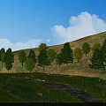 Scenic Natural Landscape With Green Hills Lush Trees Terraced Water Blue Sky And Clear Reflections