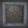 Square Metal Vent Grille With Rusted Gray Frame And Industrial Design