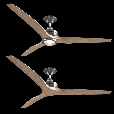 Modern Ceiling Fans With Wooden Blades Metal Base And Built In Light For Home Use 3d model