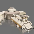 Futuristic Base Design Featuring Domed Structures And Elongated Building With Platforms 3d model
