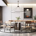 Modern Dining Table and Chair Combination 3d model