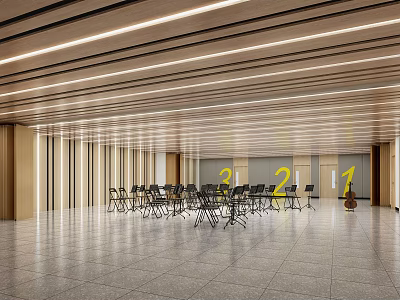 Book Art Exhibition Space With Wooden Walls And Art Books Display Shelves 3d model