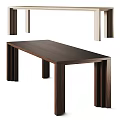 Dark Brown Wooden Dining Table With Sleek Rectangular Top And Sturdy Legs
