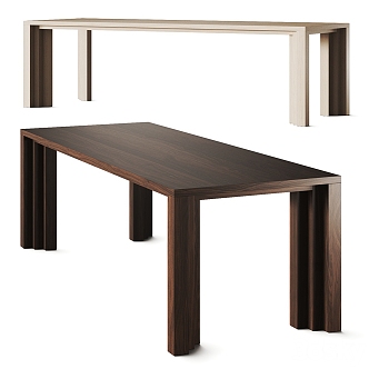 Aad Bos solid wood long dining table 3d model