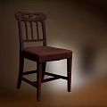 Classic Wooden Dining Chair With Carved Backrest And Brown Upholstered Seat