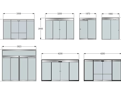 Wardrobe Design Diagrams With Various Sizes And Cabinet Structures 3d model