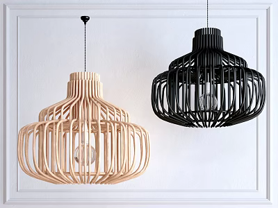 Modern Black and Beige Pendant Lights with Woven Design for Contemporary Interior Decor 3d model