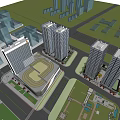 Modern Office Buildings Exterior Design With Tall Glass Facade And Surrounding Road
