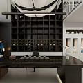 Modern Minimalist Public Office Space With Open Layout Partition And Green Plants