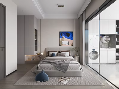 Cozy Kids Room Interior With Comfortable Bed Decorative Artwork Soft Rug And Toy 3d model