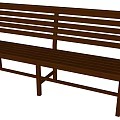 Brown Wooden Public Bench With Slatted Backrest And Seat For Outdoor Use