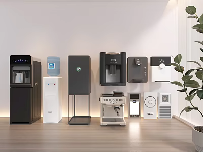 Smart Water Dispensers And Various Beverage Machines In Modern Space 3d model