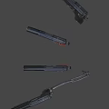 Modern Multiple Pistols With Black And Red Components And Long Barrels Design 3d model