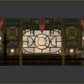 Traditional Chinese Interior Design With Wooden Decor Carved Windows Red Lanterns And Low Table
