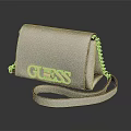 Guess Grey Pebbled Leather Crossbody Bag With Gold Logo And Chain Strap