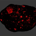 Unique Decorative Gray Natural Stone Featuring Red Glowing Spots And Pockmarked Surface With Reflection 3d model