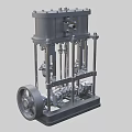 Industrial Machinery Equipment With Metal Frame Pipes Valves Wheel And Base Structure