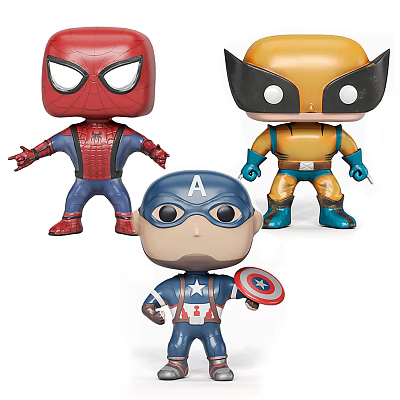 Cute Superhero Dolls Featuring Spider Man Captain America And Wolverine In Q Version Design 3d model