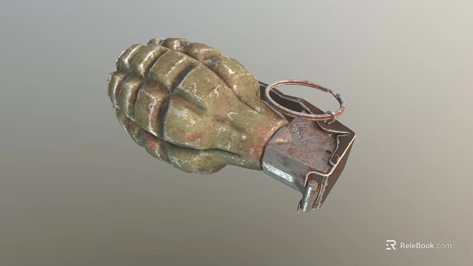 Vintage Rusty Metal Hand Grenade With Textured Surface And Pull Ring 3d model