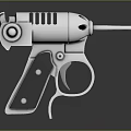 Silver Metallic Vintage Pistol With Textured Grip Barrel Trigger And Classic Weapon Design