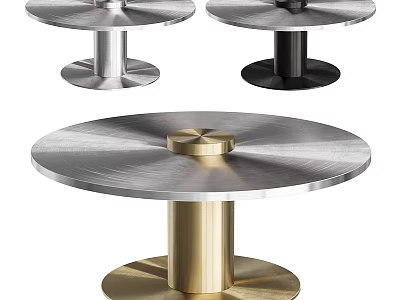 Modern Minimalist Metal Side Tables With Round Top And Silver Black Gold Bases 3d model