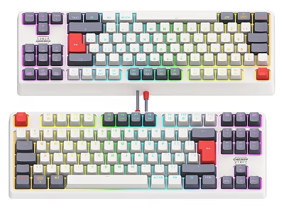 Mechanical Keyboard With RGB Backlight Colorful Keycaps Dual View And Knob Control 3d model