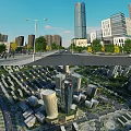 Urban Aerial Planning With High Rise Buildings Roads Green Spaces And Layout