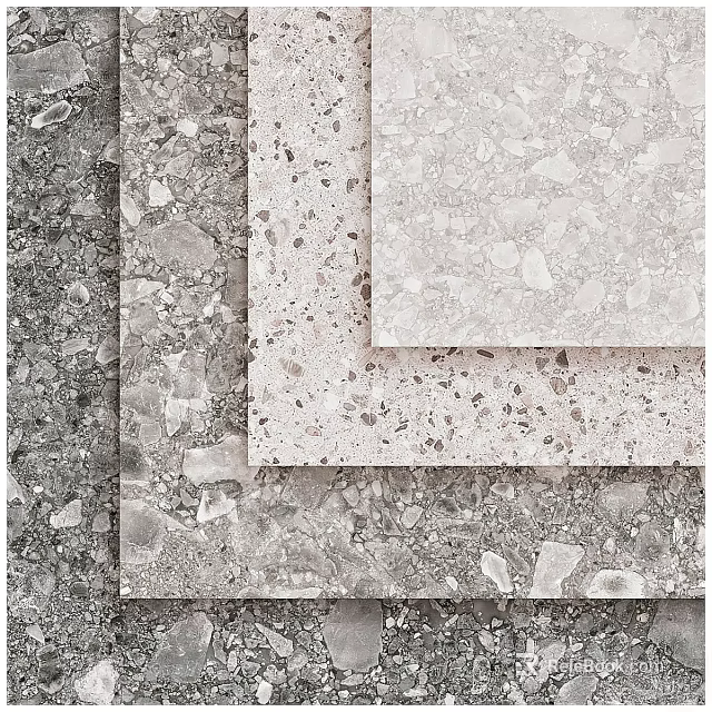 Decorative Building Components With Textured Surfaces And Granular Patterns In Gray Beige Tones 3d model